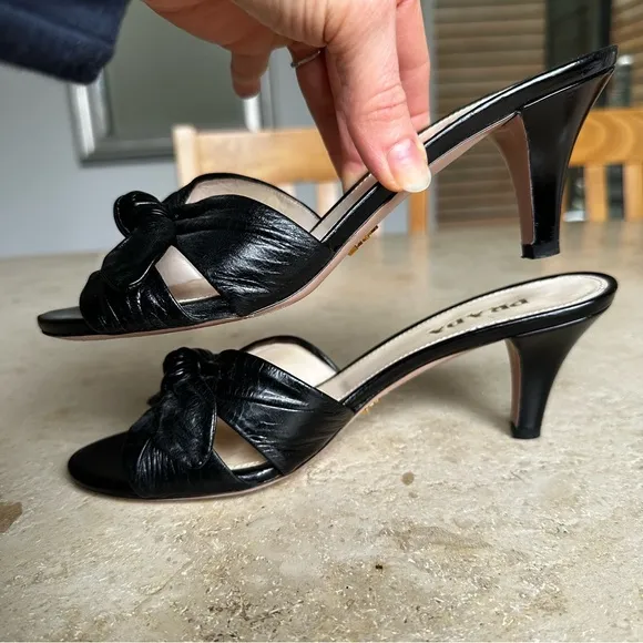 Prada Black leather slides 37.5
