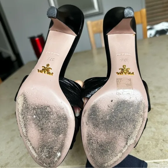 Prada Black leather slides 37.5