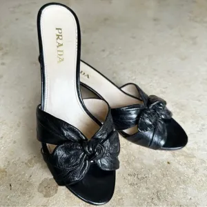 Prada Black leather slides 37.5