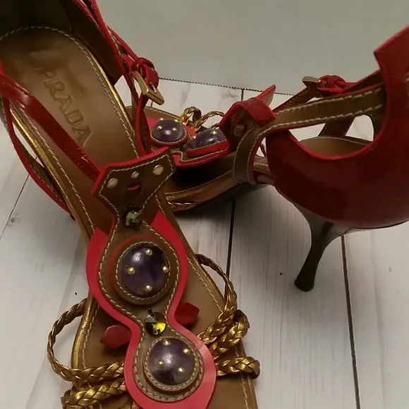 Prada Heels Purple Amethyst Gems Euro 38