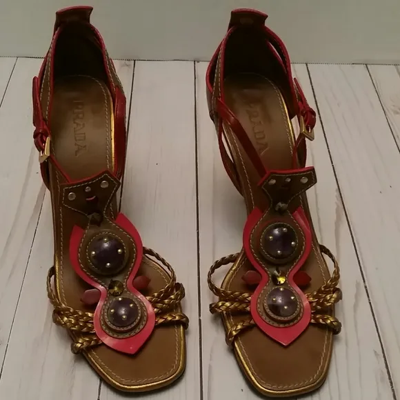 Prada Heels Purple Amethyst Gems Euro 38