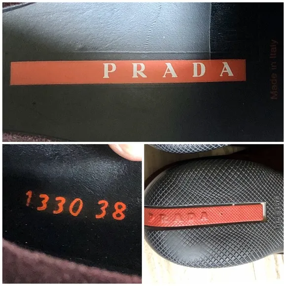 Prada Linea Rossa Designer Genuine Leather Suede Maroon/Burgundy Slip On Loafers