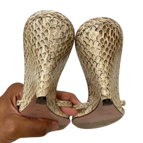PRADA Strappy Snakeskin Wedge Mules Sandals Sz 40