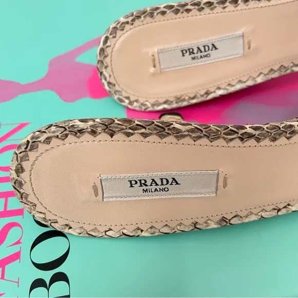 PRADA Strappy Snakeskin Wedge Mules Sandals Sz 40