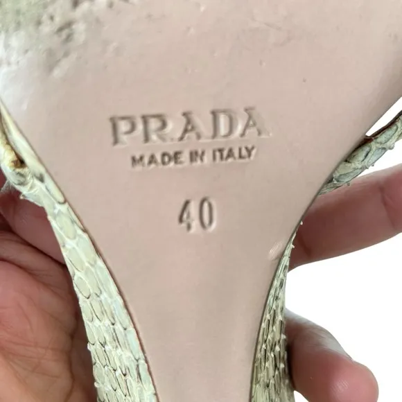 PRADA Strappy Snakeskin Wedge Mules Sandals Sz 40