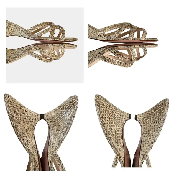 PRADA Strappy Snakeskin Wedge Mules Sandals Sz 40