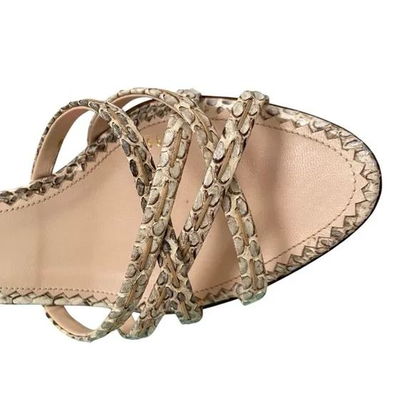 PRADA Strappy Snakeskin Wedge Mules Sandals Sz 40
