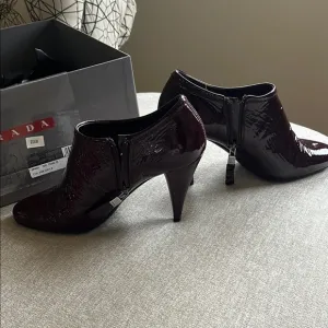 Prada Women's Burgundy Ankle Boots