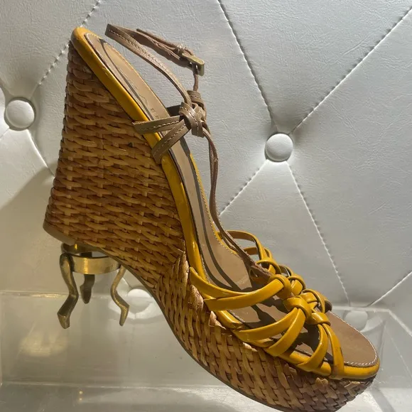 PRADA woven wedge strappy open toe sandals sz 39 made in Italy
