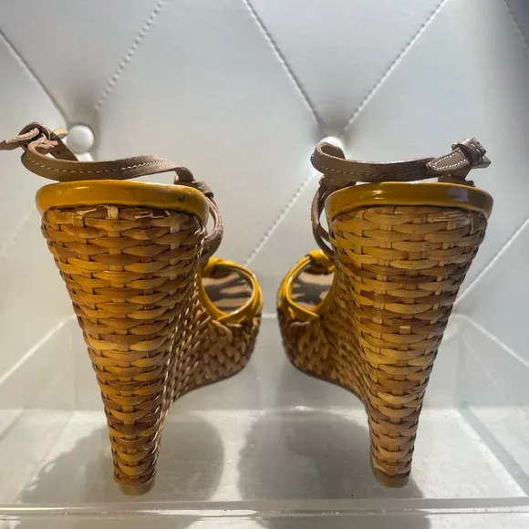 PRADA woven wedge strappy open toe sandals sz 39 made in Italy