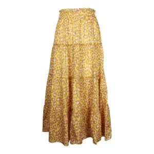 Pre Loved Zimmermann Leopard-Print Maxi Skirt in Yellow Cotton Women Yellow