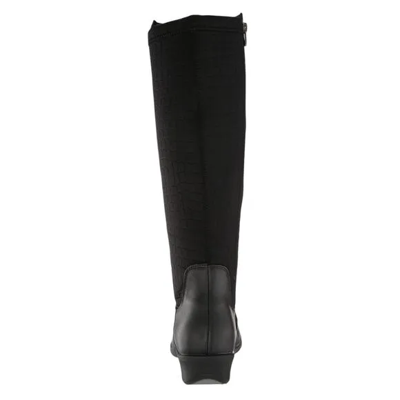 Propet Women's West Leather Knee High Riding Boots Black Size 8 1/2 W
