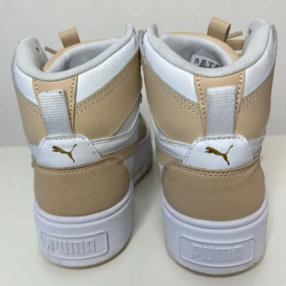 Puma Karmen Rebelle Mid-High Casual White Tan Platform Lace Up Sneaker Shoes 8