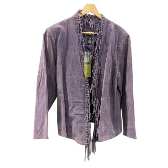 Purple Suede Fringe Jacket – Dialogue 2XL Washable Leather Western Vibe