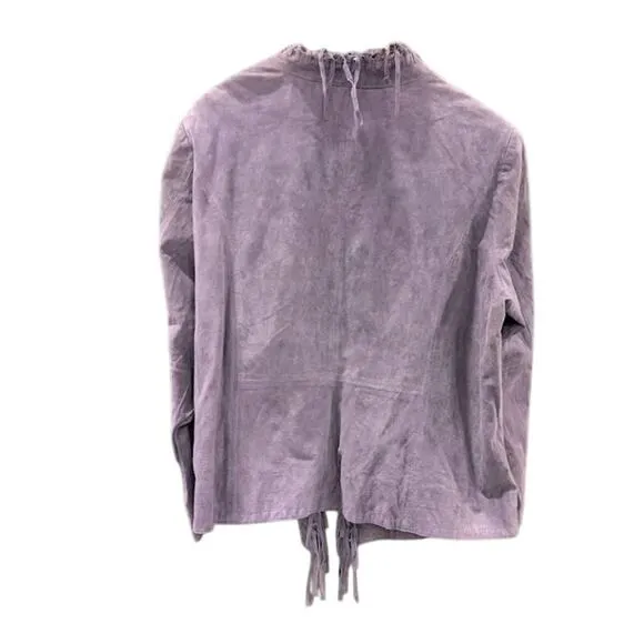 Purple Suede Fringe Jacket – Dialogue 2XL Washable Leather Western Vibe