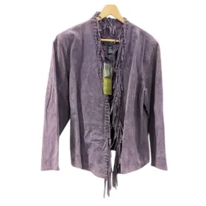 Purple Suede Fringe Jacket – Dialogue 2XL Washable Leather Western Vibe