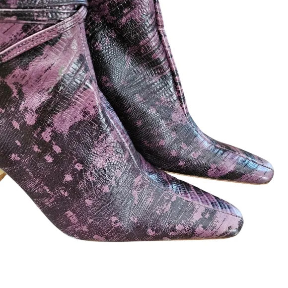 Purple Vintage Snakeskin Boots with snake charm