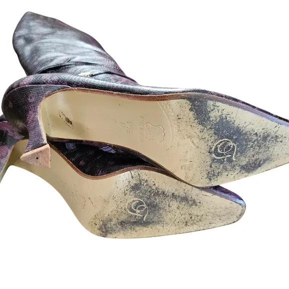 Purple Vintage Snakeskin Boots with snake charm