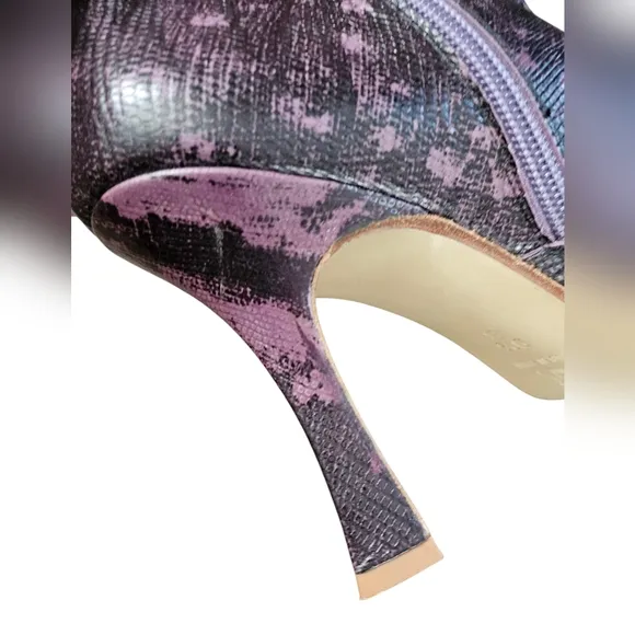 Purple Vintage Snakeskin Boots with snake charm