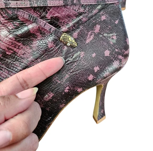 Purple Vintage Snakeskin Boots with snake charm