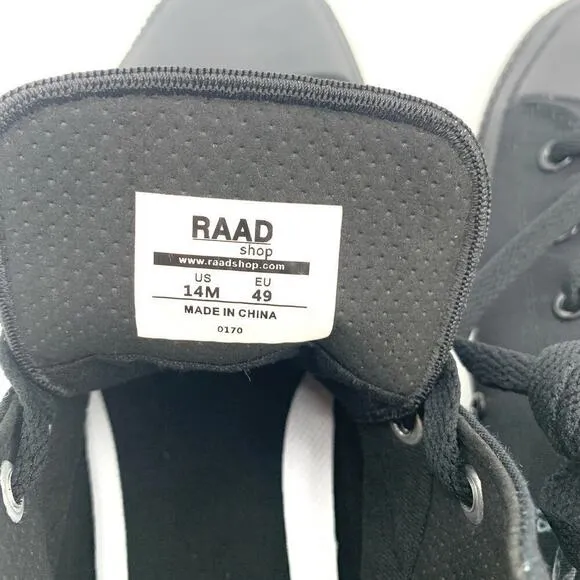 RAAD Shop Black High Top Canvas Sneaker Skull Ride or Die Graphic Men’s Size 14M