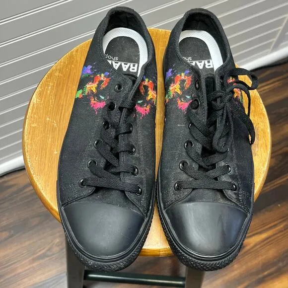 RAAD Shop Flashy Colors Skull Painting Splatter Unisex Lowtop Sneakers M9 W10.5