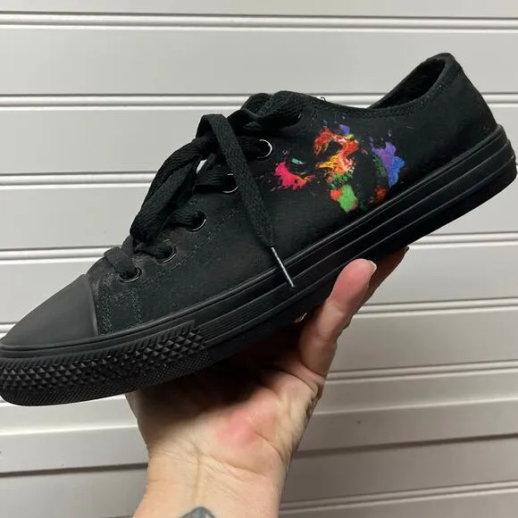RAAD Shop Flashy Colors Skull Painting Splatter Unisex Lowtop Sneakers M9 W10.5