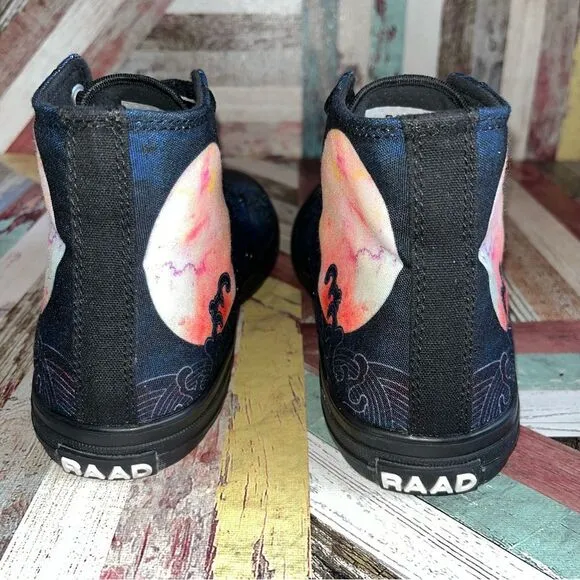 RAAD Shop Moons and Waves High Top Sneakers Custom Printed NWOB Unisex Women 8