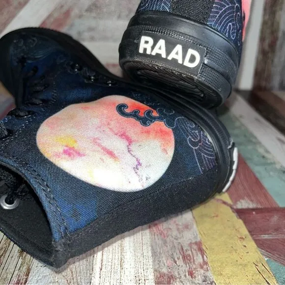 RAAD Shop Moons and Waves High Top Sneakers Custom Printed NWOB Unisex Women 8