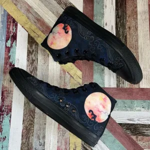RAAD Shop Moons and Waves High Top Sneakers Custom Printed NWOB Unisex Women 8