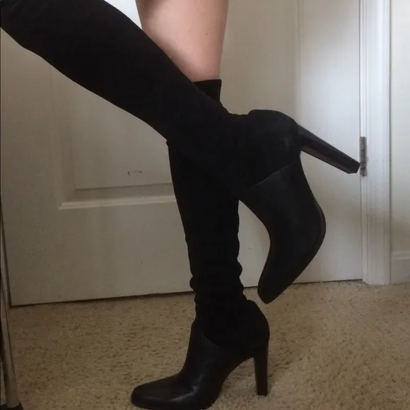 Rachel Zoe Layla stretch suede/ calf boots