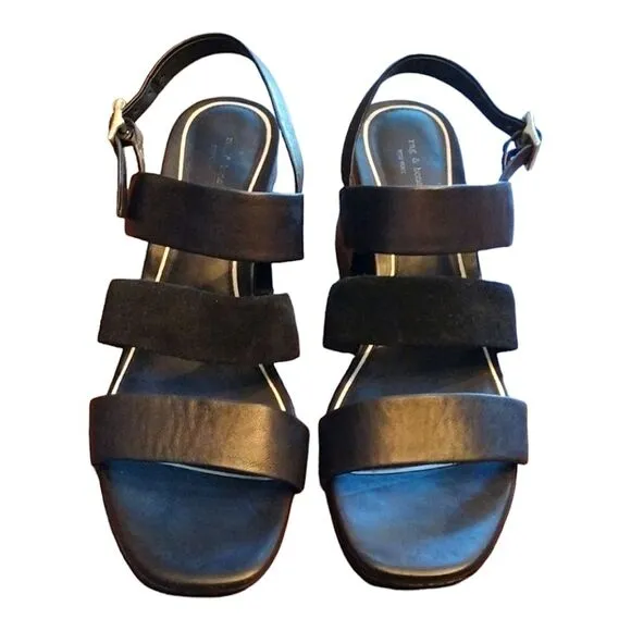 Rag &amp; Bone &quot;Reese&quot; Leather &amp; Suede Strappy City Sandal, Size 41 EU, Black