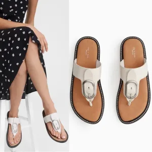 Rag &amp; Bone Ansley Thong Flat Sandals Size 8 Antique White