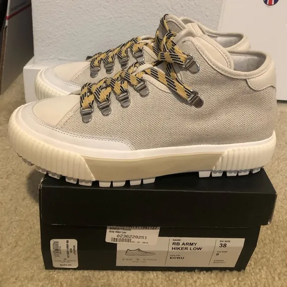Rag &amp; Bone Army Hiker Low Linen Sneakers In ECRU. New In Box! Sz 8