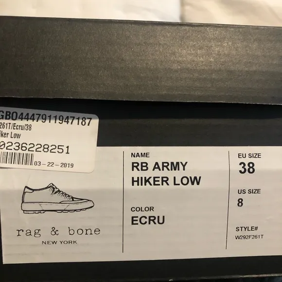 Rag &amp; Bone Army Hiker Low Linen Sneakers In ECRU. New In Box! Sz 8