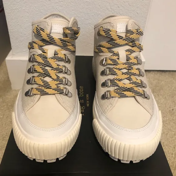 Rag &amp; Bone Army Hiker Low Linen Sneakers In ECRU. New In Box! Sz 8