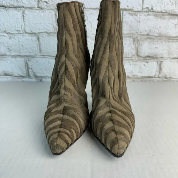 Rag &amp; Bone Boots Waylon Calf Hair Haircalf Ankle Booties Heels Green Zebra 37 7