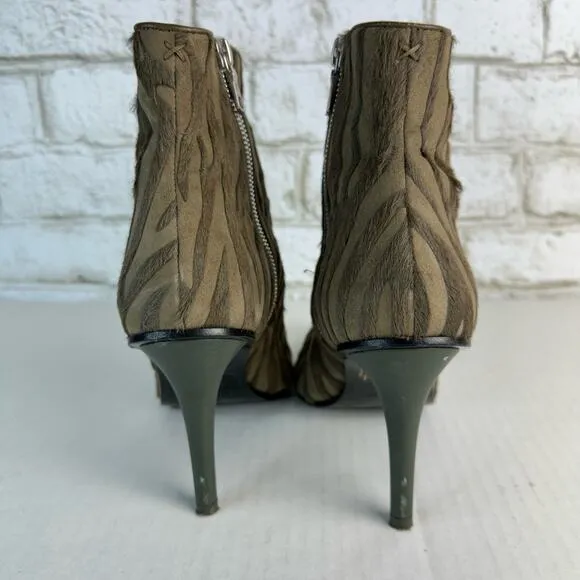 Rag &amp; Bone Boots Waylon Calf Hair Haircalf Ankle Booties Heels Green Zebra 37 7