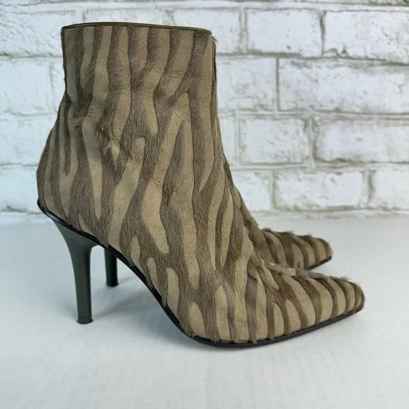 Rag &amp; Bone Boots Waylon Calf Hair Haircalf Ankle Booties Heels Green Zebra 37 7