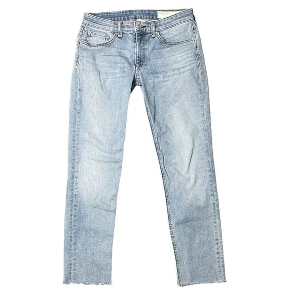 Rag &amp; Bone Dre Low Rise Slim Boyfriend Jeans Frayed Hem Size 24