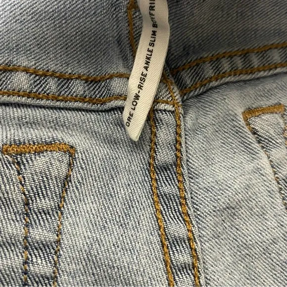 Rag &amp; Bone Dre Low Rise Slim Boyfriend Jeans Frayed Hem Size 24