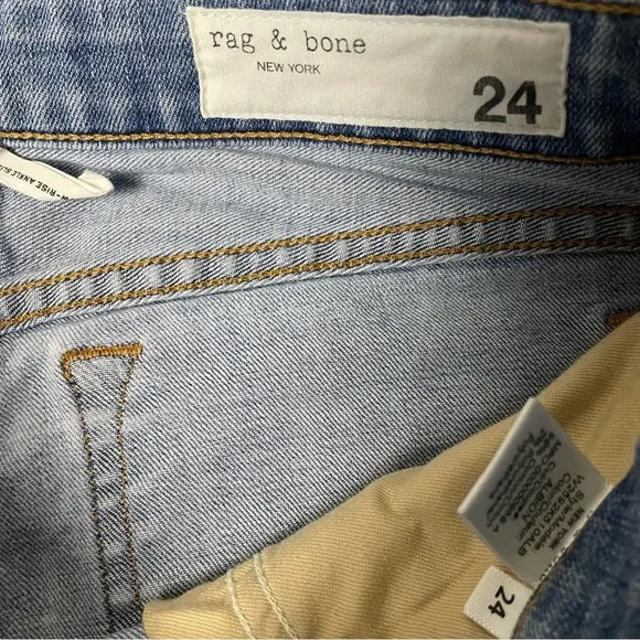 Rag &amp; Bone Dre Low Rise Slim Boyfriend Jeans Frayed Hem Size 24