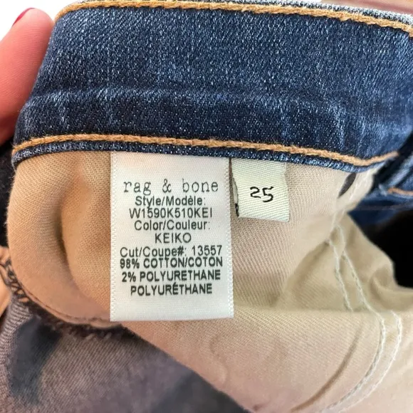 rag &amp; bone Dre Slim Boyfriend Jeans Keiko Wash Size 25