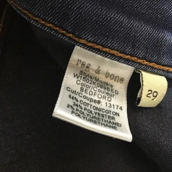 RAG &amp; Bone Jeans Size 29 Bedford Skinny Stretchy Denim Dark Blue **READ**