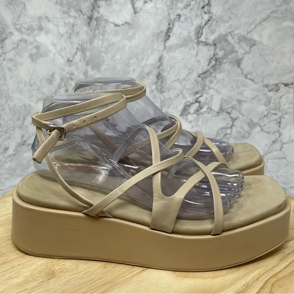 Rag &amp; Bone Logan Leather Strappy Platform Sandals EU  40 US 10