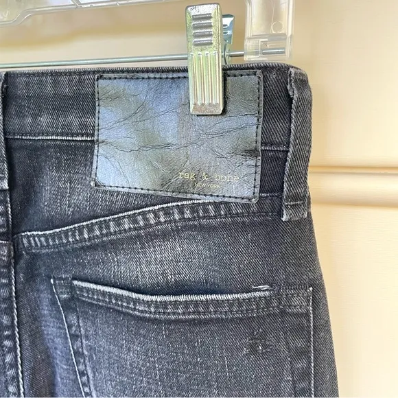 rag &amp; bone Maya High-Rise Ankle Slim Jeans in Worn Black Size 25
