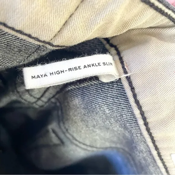 rag &amp; bone Maya High-Rise Ankle Slim Jeans in Worn Black Size 25