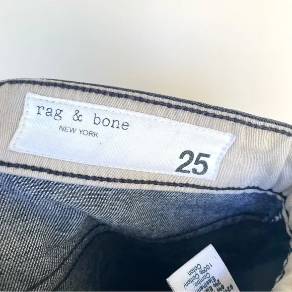rag &amp; bone Maya High-Rise Ankle Slim Jeans in Worn Black Size 25
