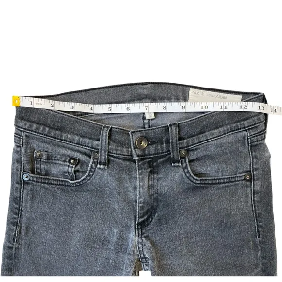 Rag &amp; Bone Mid Rise Cropped Skinny Boyfriend Jeans, Faded Black Wash - Size 24