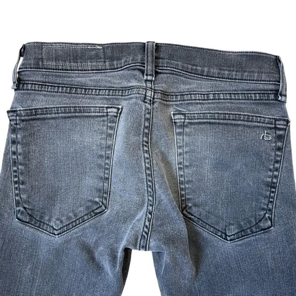 Rag &amp; Bone Mid Rise Cropped Skinny Boyfriend Jeans, Faded Black Wash - Size 24